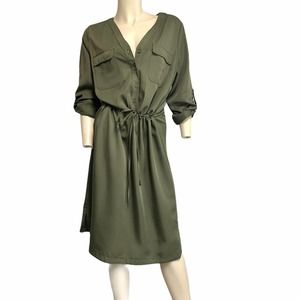 Max Studio shirt dress long sleeve med olive D1